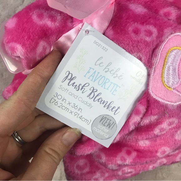 Le Bebe Favorite Elephant Baby Blanket Pink Yellow Tiara Princess Polka Dots NEW - Picture 4 of 7